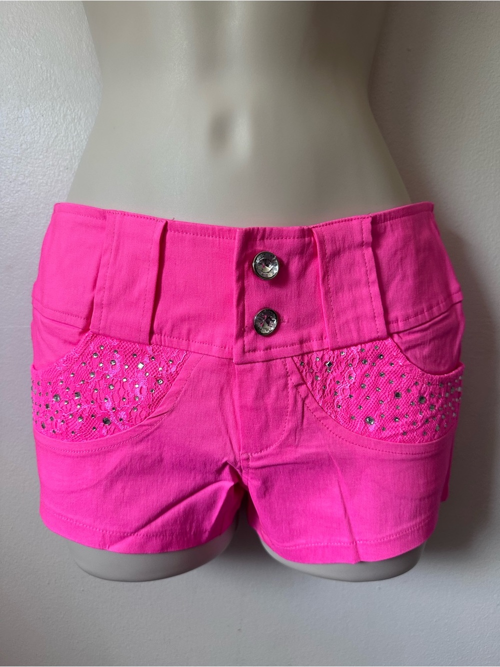 Hot Pink Women's Embellished High-Waist Shorts